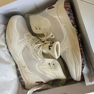 APL High-Top Sneakers in Cream and Silver APL | Shoes | 19 Apl Cream Sneakers With Modern Strap Design  main image 2
